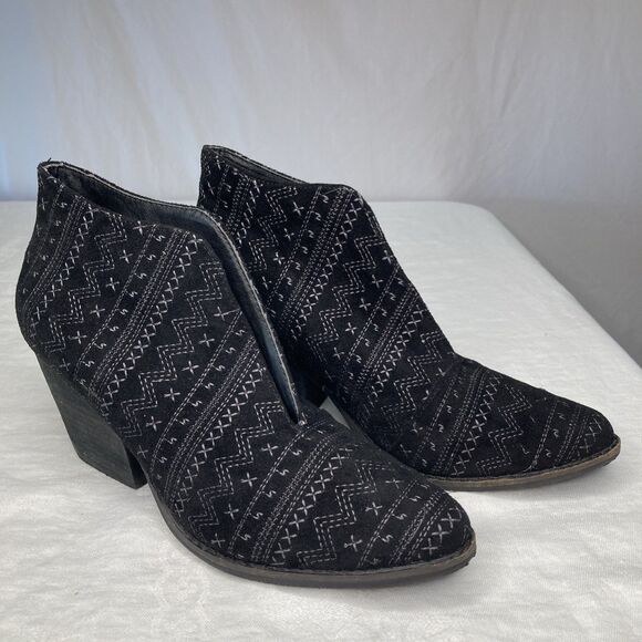 Matisse Booties Sz 9.5 M Women Amuse Society Ankle Black Geometric Whimsigoth - Picture 1 of 10